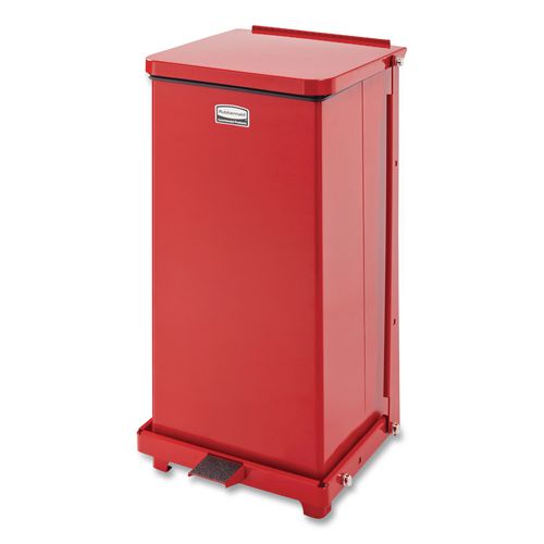 Rubbermaid Commercial Defenders Heavy-Duty Steel Step Can, 6.5 gal, Steel, Red