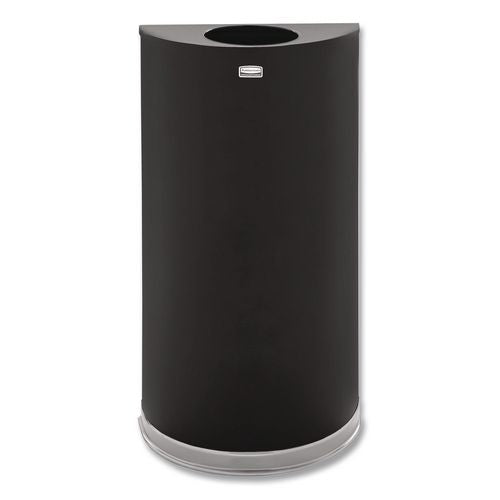 Rubbermaid Commercial European and Metallic Series Open Top Half-Round Receptacle, 12 gal, Steel, Black/Chrome