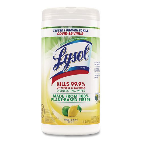 LYSOL Brand Disinfecting Wipes II Fresh Citrus Scent, 1-Ply, 7 x 7.25, Fresh Citrus, White, 70 Wipes/Canister