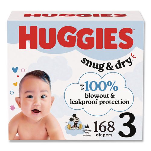 Huggies Snug and Dry Diapers, Size 3, 16 lbs to 28 lbs, 168/Carton