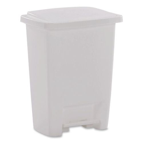 Rubbermaid Step-On Waste Can, 8.25 gal, Plastic, White