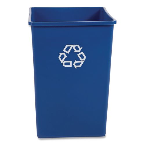 Rubbermaid Commercial Square Recycling Container, 35 gal, Plastic, Blue