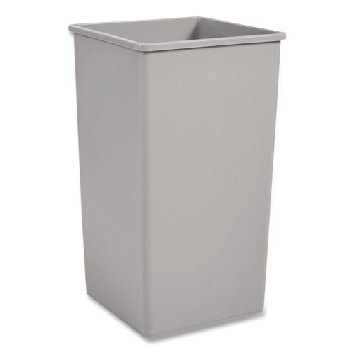 Rubbermaid Commercial Untouchable Square Waste Receptacle, 50 gal, Plastic, Gray