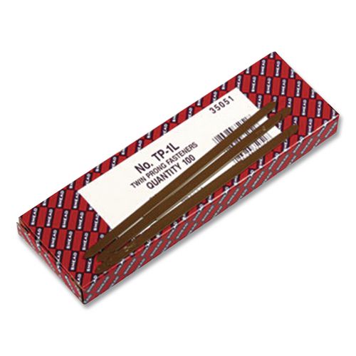 Smead One-Piece 2-Prong Fasteners for Smead Pre-Slit Folder Dividers, 0.63" and 1" Capacity, 2.75" Center to Center, Brown, 100/Box