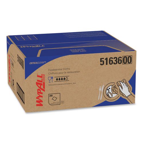 WypAll Foodservice Cloths, 12.5 x 23.5, Blue, 200/Carton