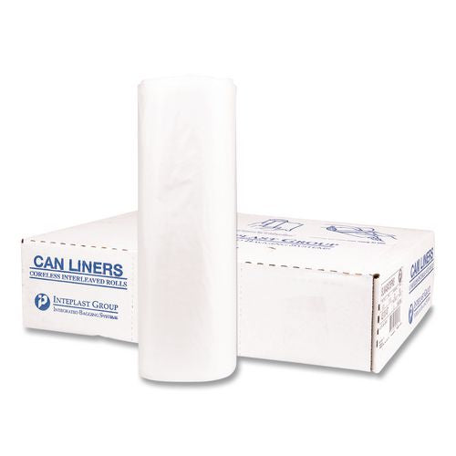 Inteplast Group Institutional Low-Density Can Liners, 45 gal, 1.15 mil, 40" x 46", Natural, Interleaved Roll, 20 Bags/Roll, 5 Rolls/Carton