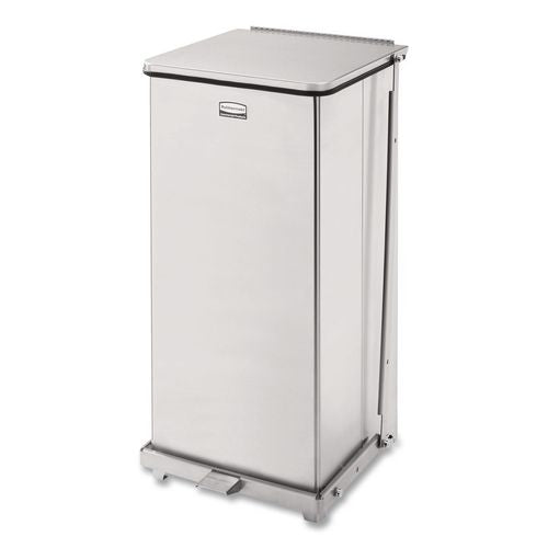 Rubbermaid Commercial Defenders Heavy-Duty Steel Step Can, 13 gal, Steel, Stainless Steel