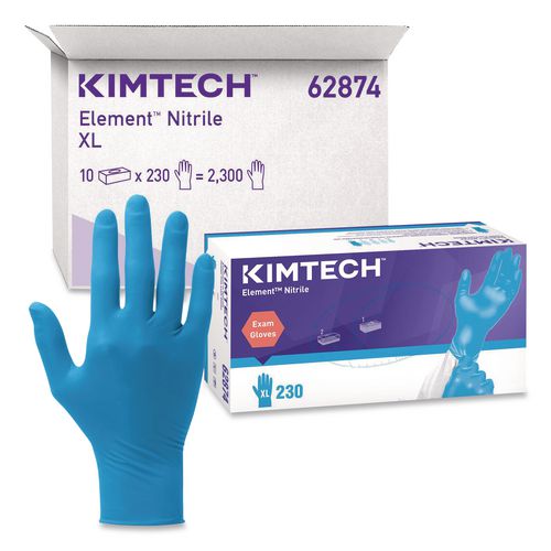 Kimtech Element Nitrile Exam Gloves, Powder-Free, AQL 1.5, 3.2 mil Thick, 9.3" Long, Blue, 230/Box, 10 Boxes/Carton