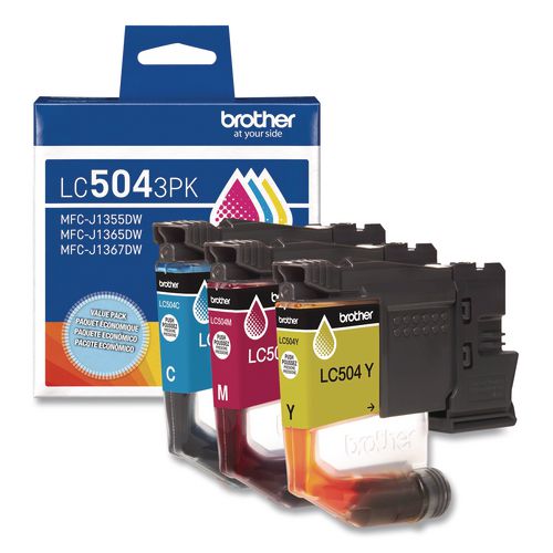 Brother LC504 INKvestment Ink, 500 Page-Yield, Cyan/Magenta/Yellow, 3/Pack