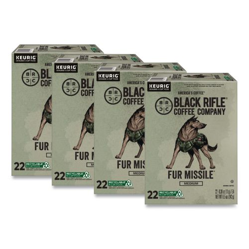 Black Rifle Coffee Company Fur Missile Coffee K-Cups, 22/Box, 4 Boxes/Carton