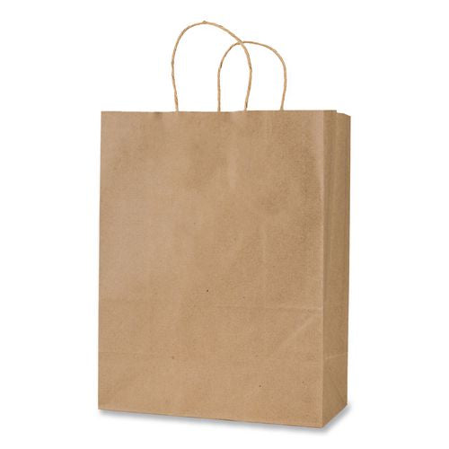 Inteplast Group Get Reddi Paper Bags, Pulse Size, 60# Basis Weight, Twisted Rope Handles, 8 x 4.5 x 10.25, Brown, 250/Carton