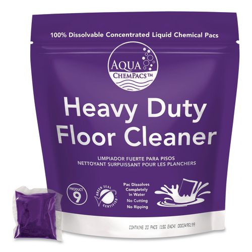 Diversey Aqua ChemPacs Heavy Duty Floor Cleaner, Lavender Scent, 100 ChemPacs/Pack