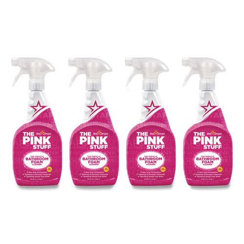 The Pink Stuff Miracle Bathroom Foam Cleaner, Fruity Scent, 25.4 oz Trigger Spray Bottle, 4/Carton