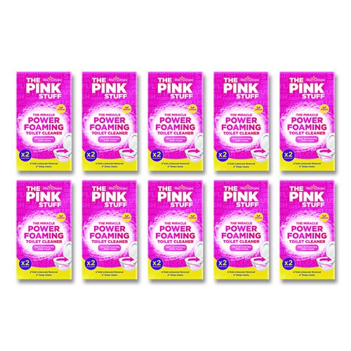 The Pink Stuff Miracle Power Foaming Toilet Cleaner, Fruity Scent, 3.5 oz Packet, 2 Packets/Box, 10 Boxes/Carton