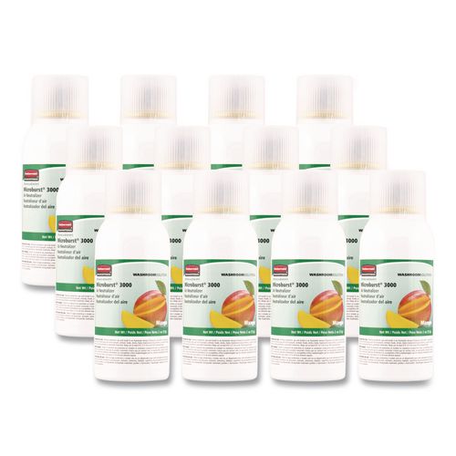 Rubbermaid Commercial Microburst 3000 Refill, Mango, 2 oz Aerosol Spray, 12/Carton