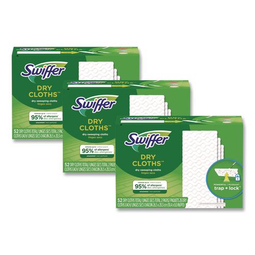 Swiffer Dry Refill Cloths, 10.4 x 8, White, 52/Box, 3 Boxes/Carton