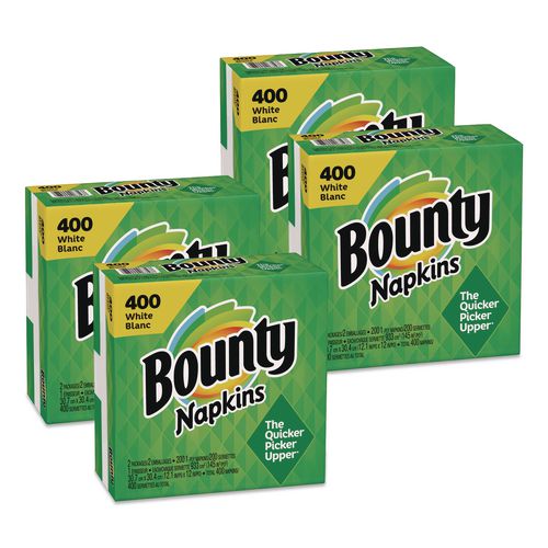 Bounty Quilted Napkins, 1-Ply, 12.1 x 12, White, 400/Pack, 4 Packs/Carton