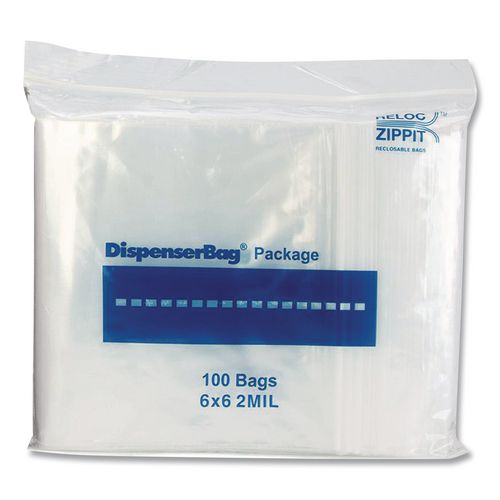 Fantapak Reloc Zippit Plastic Zipper Bags, 2 mil, 6" x 6", Clear, 1,000/Box