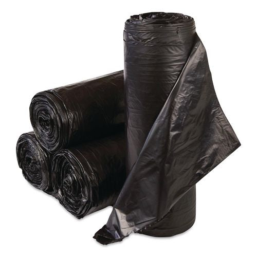 Inteplast Group Low-Density Commercial Can Liners, 30 gal, 0.58 mil, 30" x 36", Black, Interleaved Roll, 25 Bags/Roll, 10 Rolls/Carton