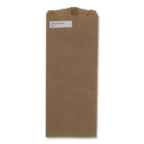 Ross & Wallace Paper Products Grocery Paper Bags, Liquor Pint Size, 35# Basis Weight, 4 x 2.5 x 11.5, Brown, 500/Bundle
