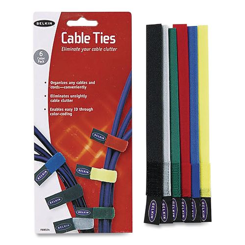 Belkin Multicolored Cable Ties, 6/Pack