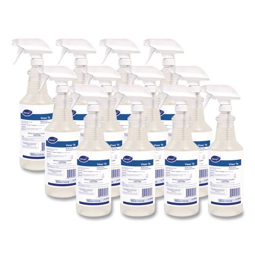 Diversey Virex TB Disinfectant Cleaner, Lemon Scent, Liquid, 32 oz Bottle, 12/Carton