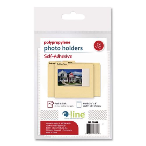 C-Line Peel and Stick Photo Holders, 4.38 x 6.5, Clear, 10/Pack