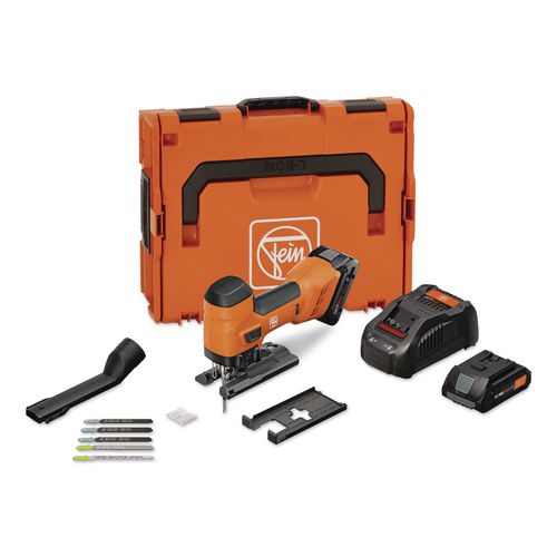 Fein 18V F-IRON Jig 26 AS Cordless Jigsaw Kit for Metal/Wood with 2 Batteries (4 Ah), 3,000 SPM, -45 to +45 Degree Bevel Range
