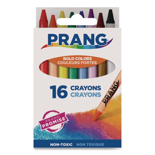 Prang Crayons Made with Soy, Regular Size, 0.37" x 3.7", 16 Assorted Colors, 16/Box