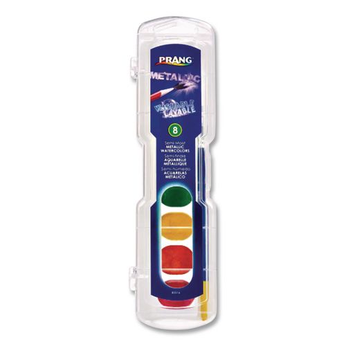 Prang Metallic Washable Watercolors, 8 Assorted Metallic Colors, Palette Tray