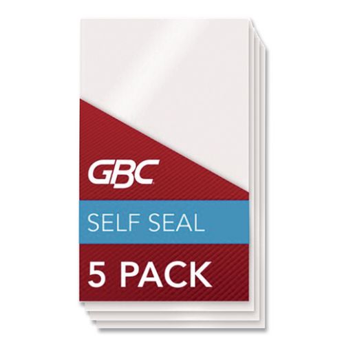 GBC SelfSeal Self-Adhesive Laminating Pouches and Single-Sided Sheets, 8 mil, 2.88" x 4.63", Gloss Clear, 5/Pack