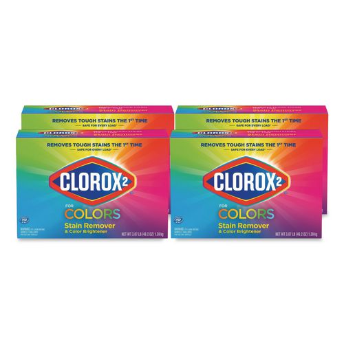 Clorox 2 for Colors Stain Remover and Color Brightener Powder, Original Scent, 49.2 oz Box, 4/Carton