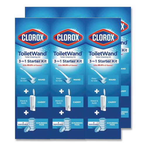 Clorox ToiletWand Disposable Toilet Cleaning System: Handle, Caddy and Refills, White, 6/Carton