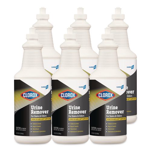 Clorox CloroxPro Urine Remover for Stains and Odors, Clean Floral Scent, 32 oz Pull-Top Bottle, 6/Carton