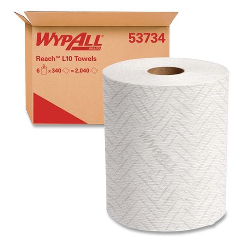 WypAll Reach System Roll Towel, 1-Ply, 11 x 7, White, 340/Roll, 6 Rolls/Carton