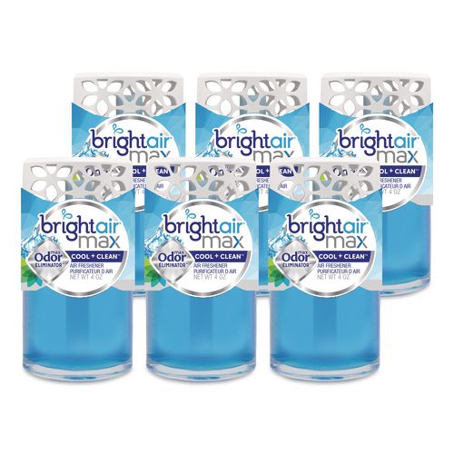 BRIGHT Air Max Scented Oil Air Freshener, Cool and Clean, 4 oz, 6/Carton