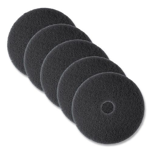 3M Low-Speed High Productivity Floor Pads 7300, 15" Diameter, Black, 5/Carton