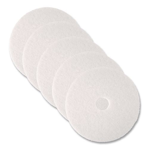 3M Low-Speed Super Polishing Floor Pads 4100, 19" Diameter, White, 5/Carton