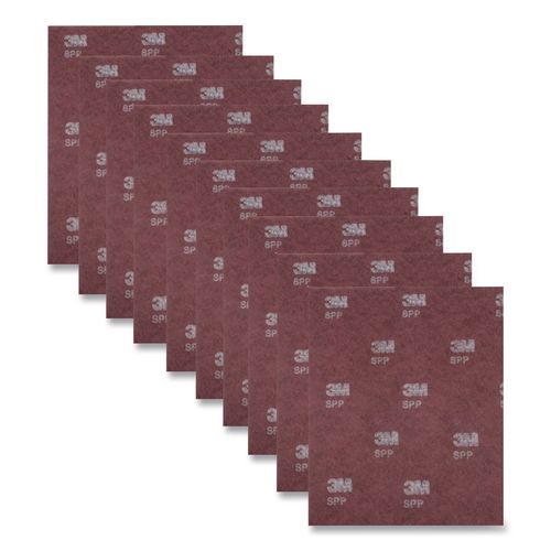 Scotch-Brite Surface Preparation Pad Sheets, 14 x 20, Maroon, 10/Carton