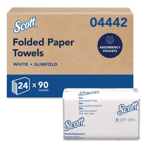 Scott Slimfold Towels, 1-Ply, 7.5 x 11.6, White, 90/Pack, 24 Packs/Carton
