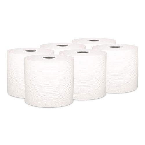 Kleenex Hard Roll Paper Towels with Premium Absorbency Pockets with Colored Core, Gray Core, 1-Ply, 7.5" x 700 ft, White, 6 Rolls/CT