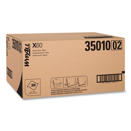 WypAll X60 Shower Towels, 22.5 x 39, White, 100/Box, 3 Boxes/Carton