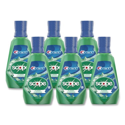 Crest Plus Scope Mouth Rinse, Classic Mint Flavor, 1 L Bottle, 6/Carton