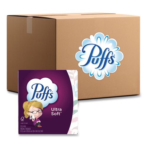 Puffs Ultra Soft Facial Tissue, 2-Ply, White, 72 Sheets/Box, 24 Boxes/Carton