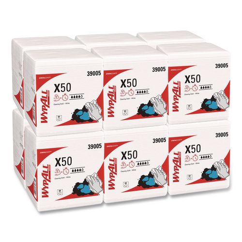WypAll GeneralClean X50 Cleaning Cloths, 12 x 12.5, White, 84/Pack, 12 Packs/Carton
