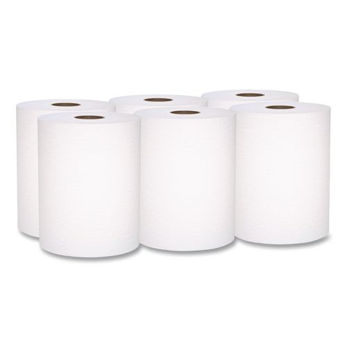 Scott Universal 100% Recycled Fiber Hard Roll Paper Towels, 1-Ply, 8" x 800 ft, White, 6 Rolls/Carton