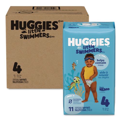 Huggies Little Swimmers, Size 4, 24 lbs to 34 lbs, 11/Pack, 8 Packs/Carton