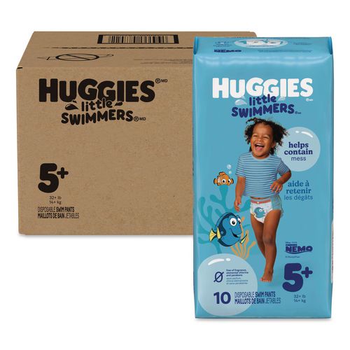 Huggies Little Swimmers, Size 5-6, 32 lbs and Up, 10/Pack, 8 Packs/Carton