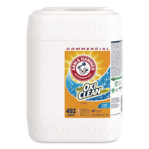 Arm & Hammer Plus OxiClean Laundry Detergent, 492 Loads, Fresh Scent, 5 gal Jug