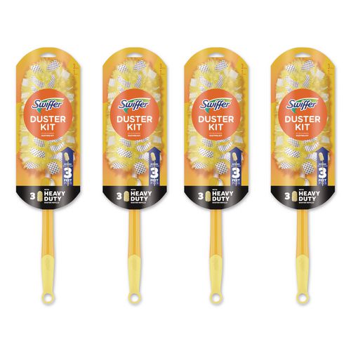 Swiffer 360 Heavy Duty Extendable Starter Dusting Kit, 3 Refills and One 6" to 3 ft Pole, 4 Kits/Carton